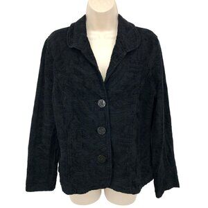 C.M.C Womens Boho Black Heavy Tapestry Button Long Sleeve Blazer Jacket Size M